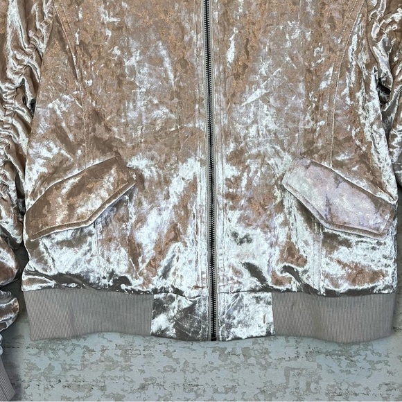 Crushed Velvet Ruched Bomber Jacket Medium Boho Retro Fairy Punk Disco Fate LFD - Picture 16 of 16